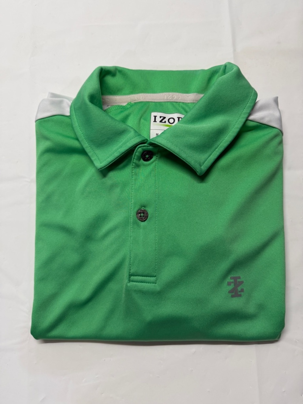 Izod Green‎ Polo with White Shoulder Accents